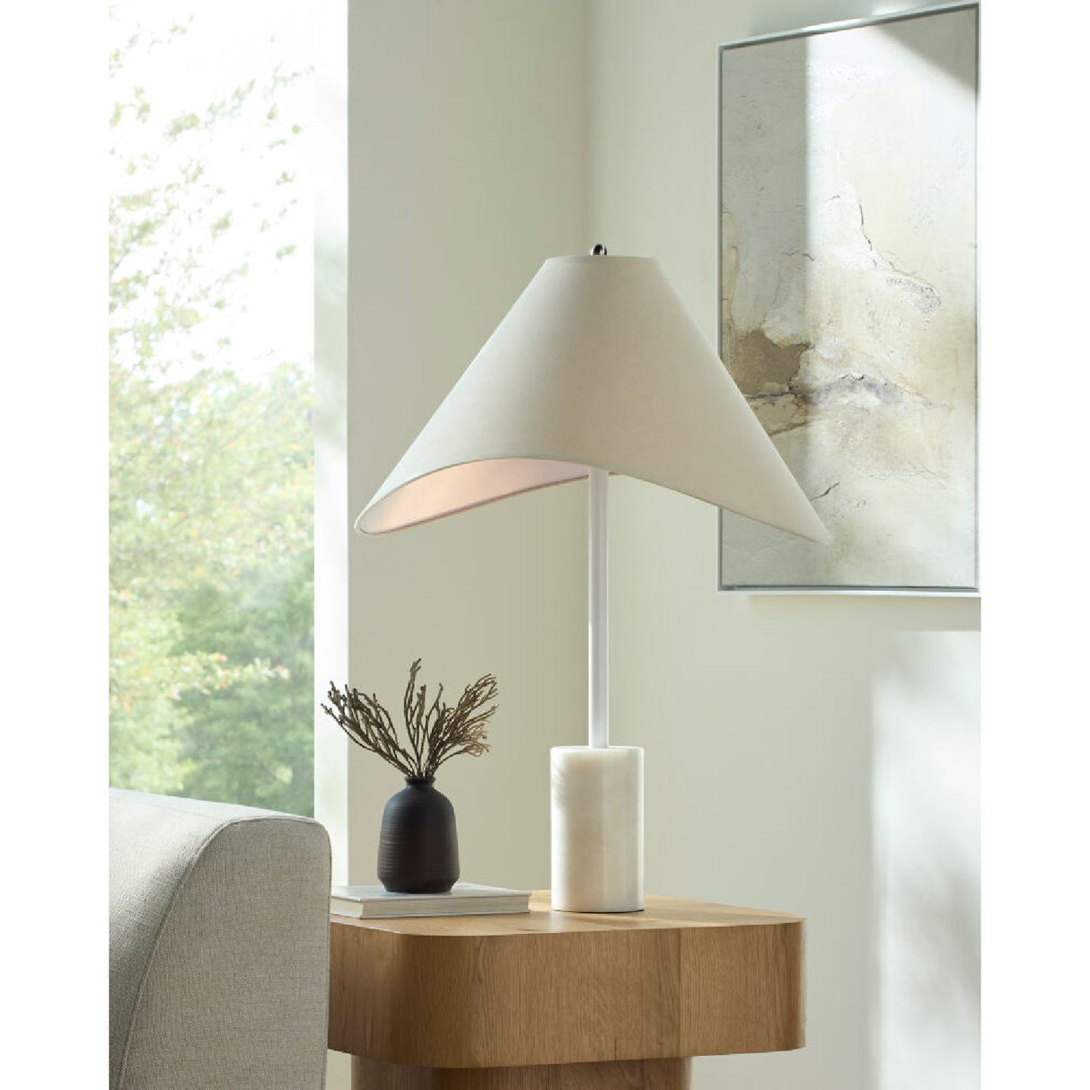 Modern European furniture - Marble Base Cotton Table Lamp - www.oroa.com