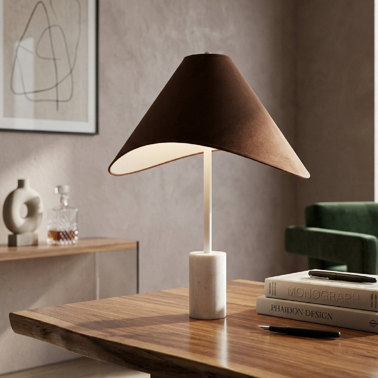Modern European furniture - Marble Base Cotton Table Lamp - www.oroa.com
