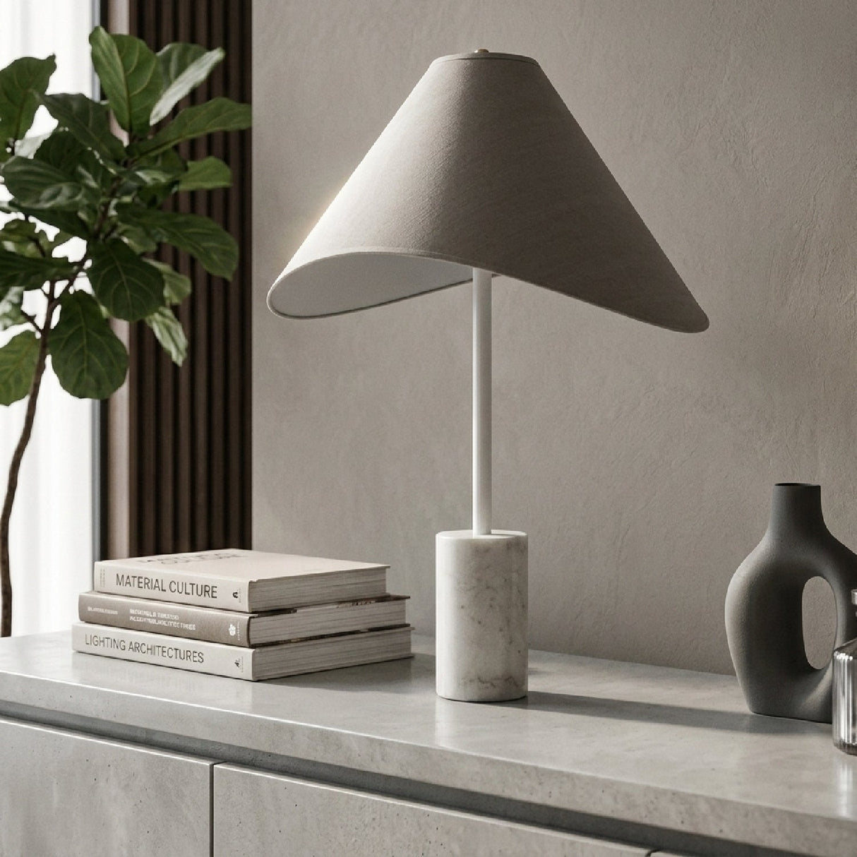 Modern European furniture - Marble Base Cotton Table Lamp - www.oroa.com
