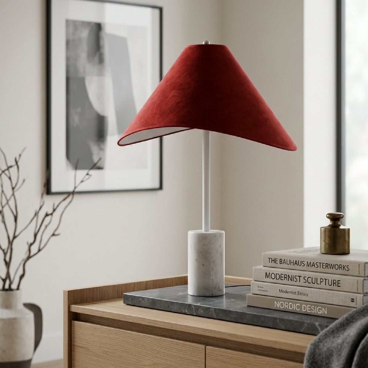 Modern European furniture - Marble Base Cotton Table Lamp - www.oroa.com