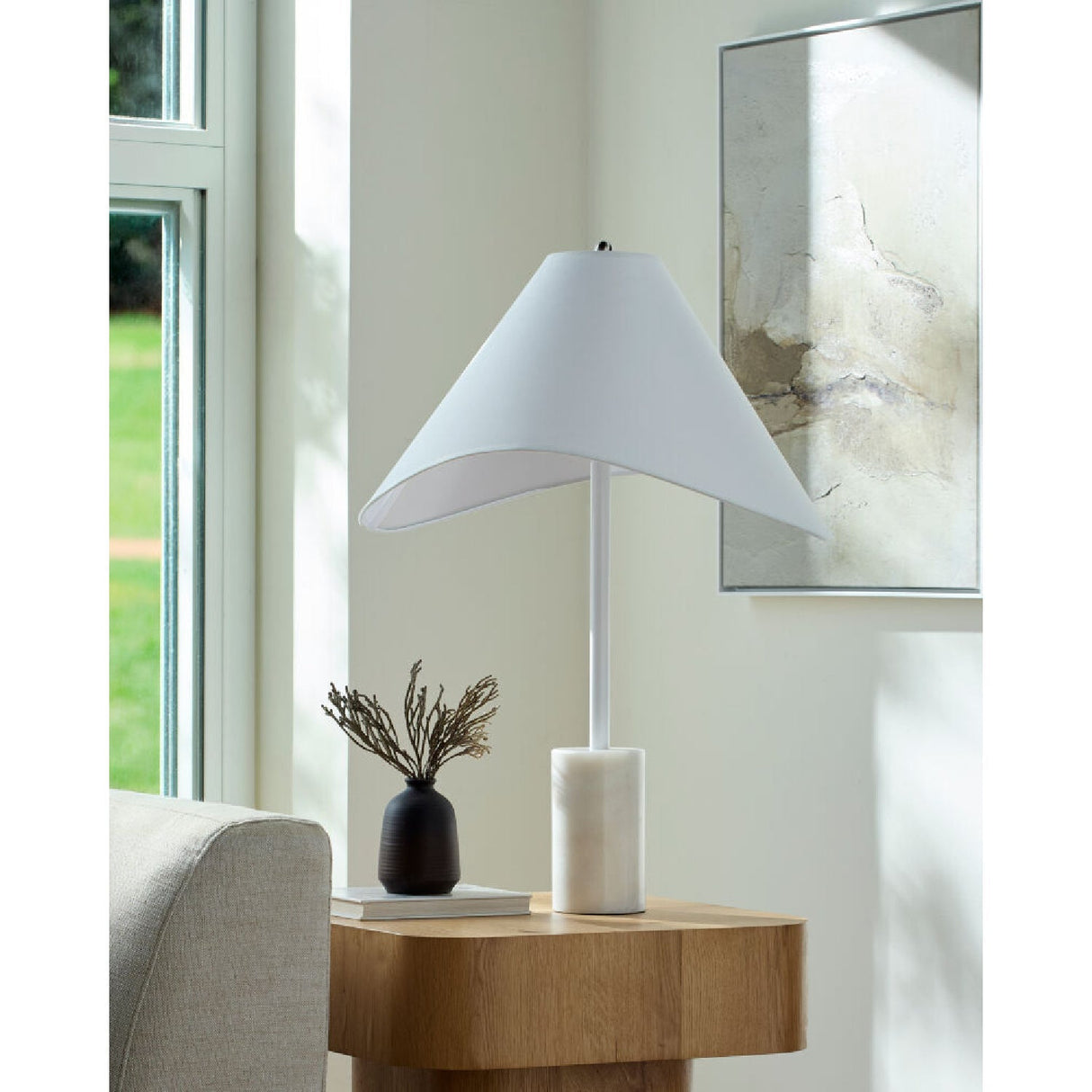 Modern European furniture - Marble Base Cotton Table Lamp - www.oroa.com