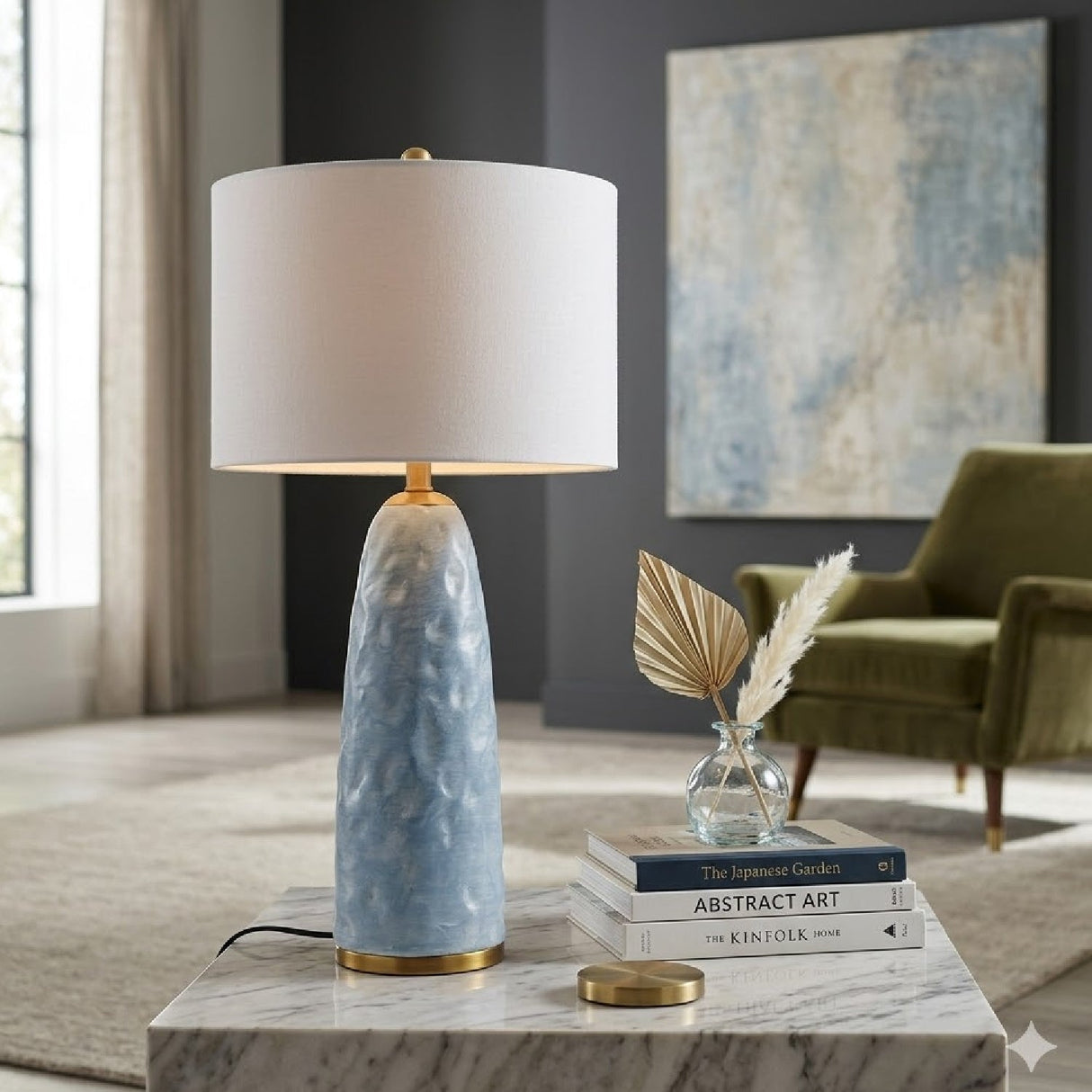 Modern European furniture - Blue Base Accent Table Lamp - www.oroa.com