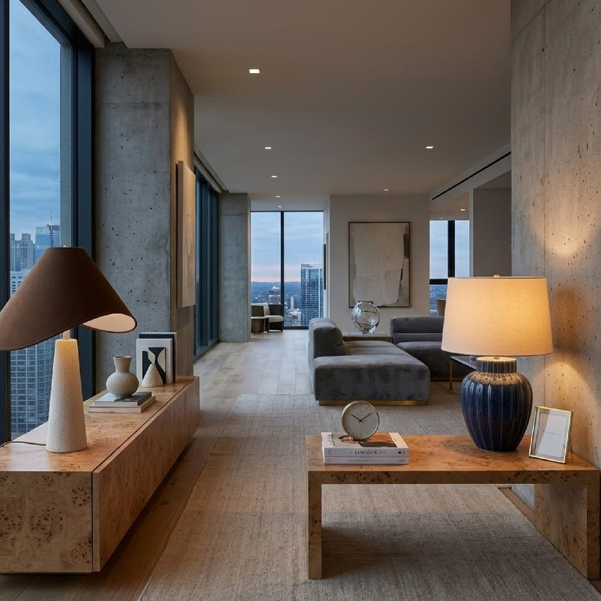 Modern European furniture - Blue Ceramic Accent Table Lamp - www.oroa.com