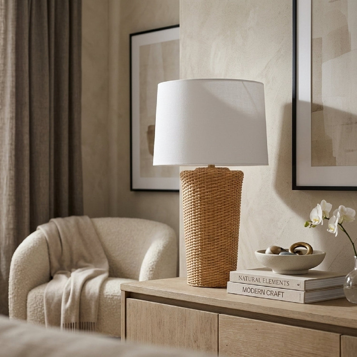 Modern European furniture - Rattan Woven Accent Table Lamp - www.oroa.com