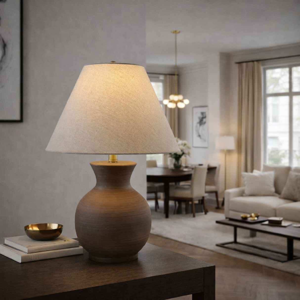Modern European furniture - Antique Brown Ceramic Table Lamp - www.oroa.com