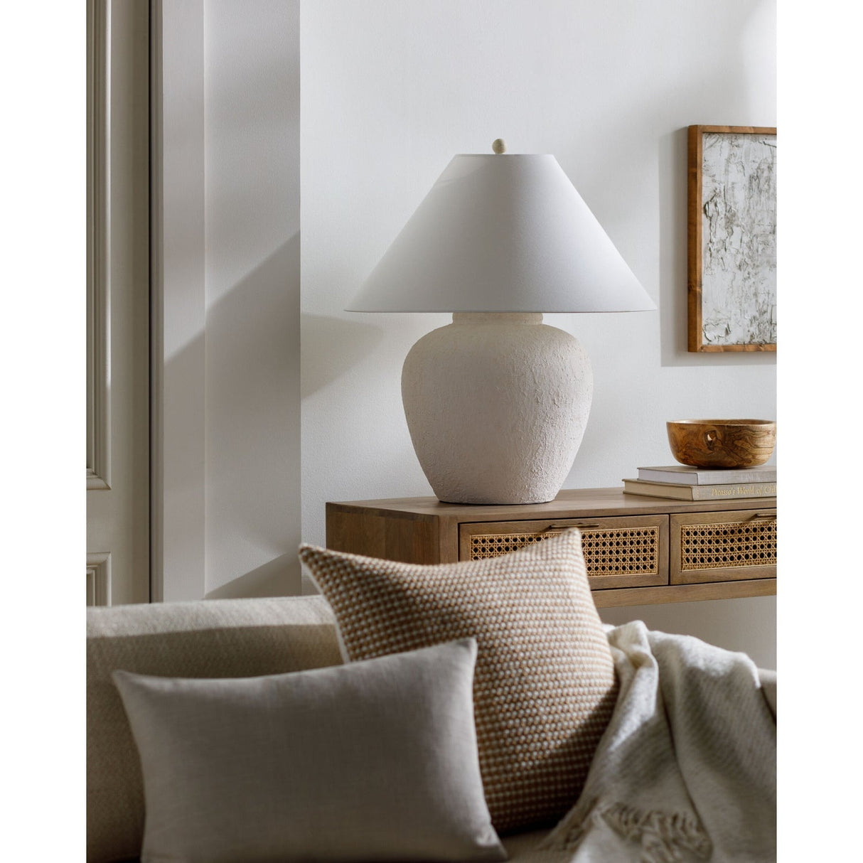Modern European furniture - Cream Ceramic Accent Table Lamp - www.oroa.com