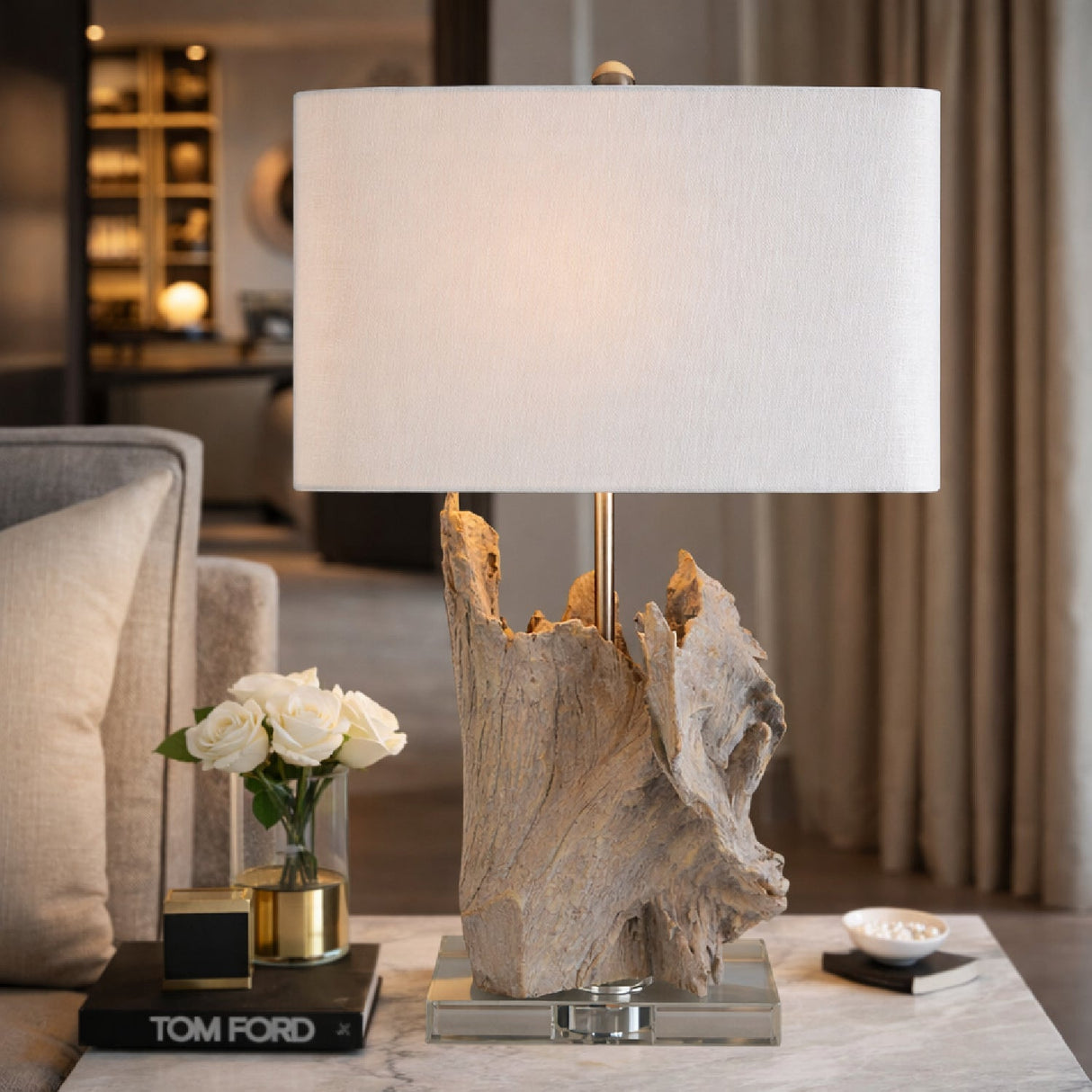 Modern European furniture - Organic Wooden-Look Table Lamp - www.oroa.com