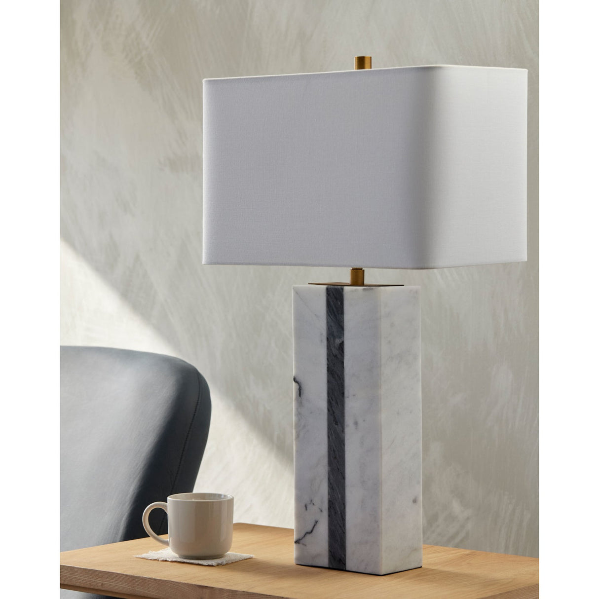 Modern European furniture - Marble White Linen Table Lamp - www.oroa.com