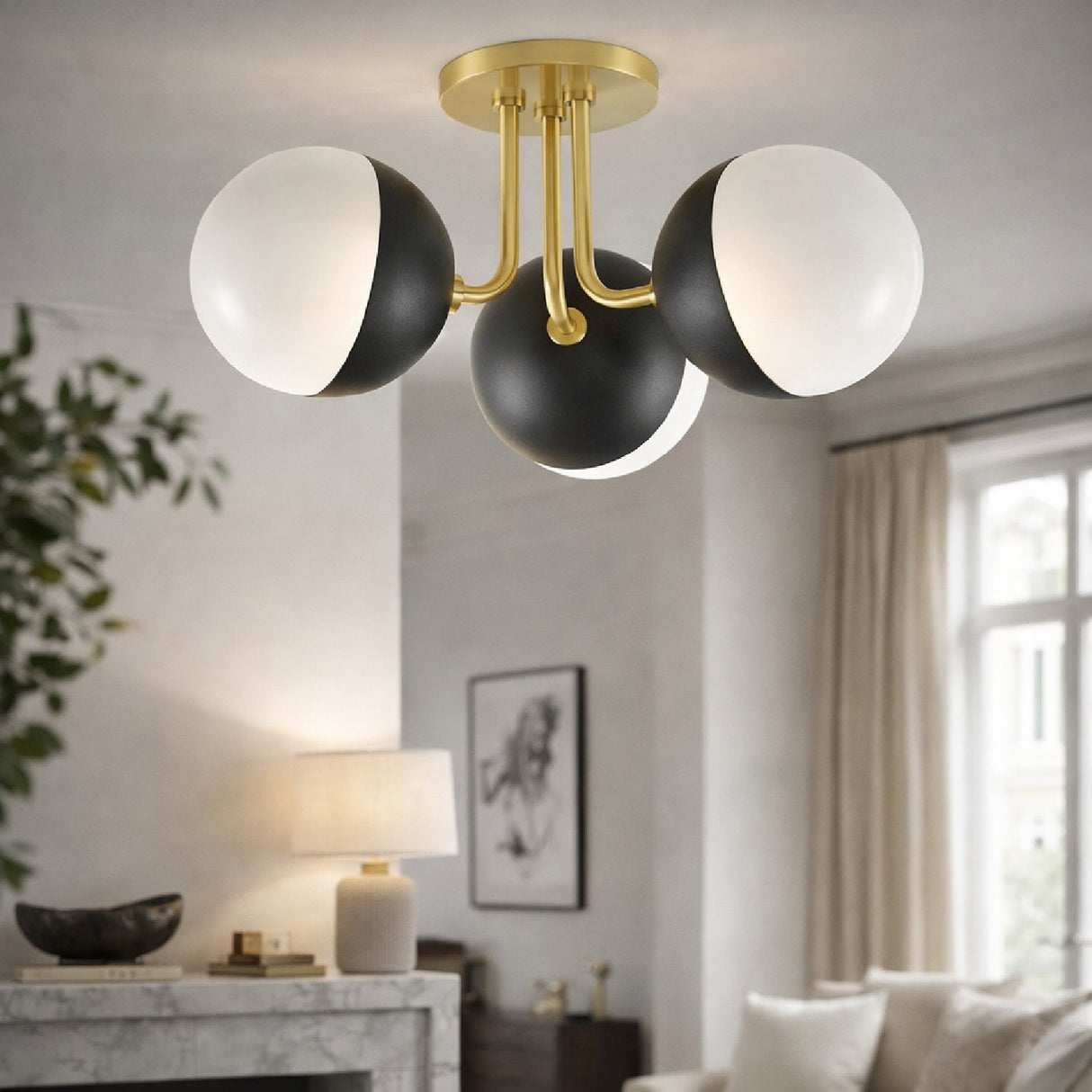 Modern European furniture - Electroplated Black 3-Light Chandelier - www.oroa.com