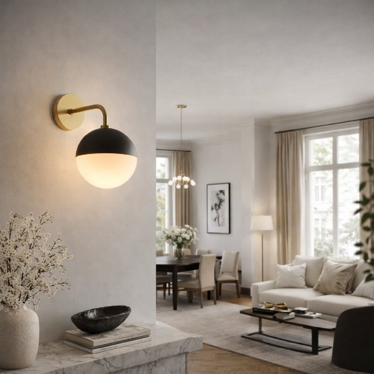 Modern European furniture - Electroplated Black Wall Lamp - www.oroa.com