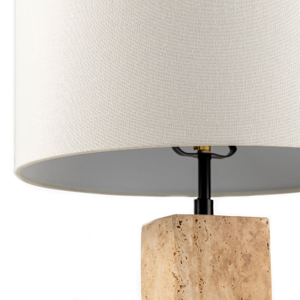 Modern European furniture - Travertine Cream Linen Table Lamp - www.oroa.com