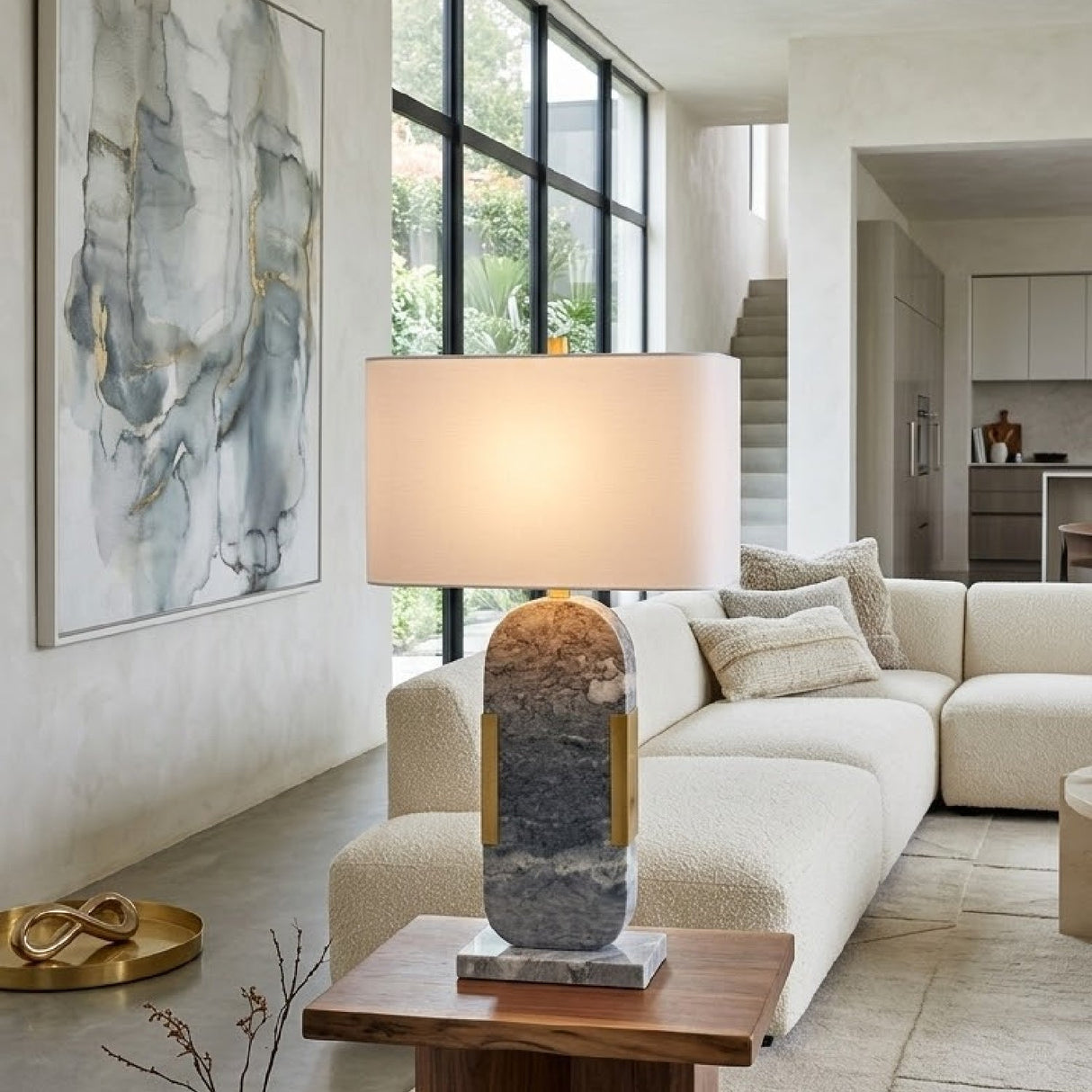 Modern European furniture - Gray Marble Accent Table Lamp - www.oroa.com