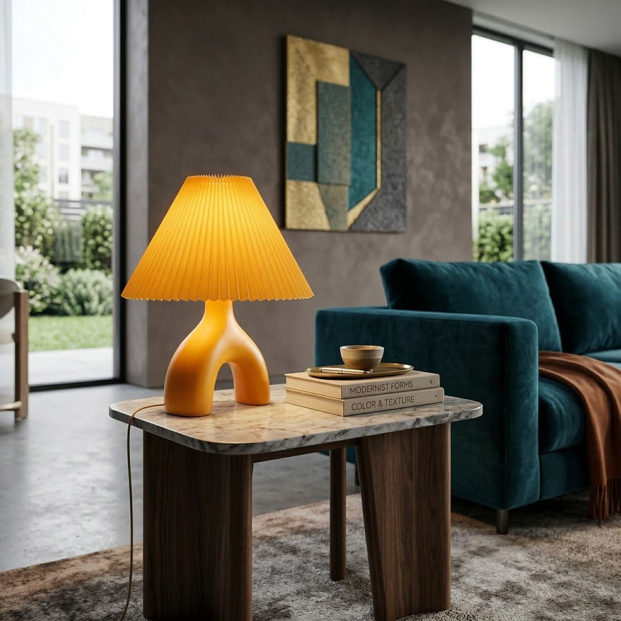Modern European furniture - Ceramic Cream Linen Table Lamp - www.oroa.com