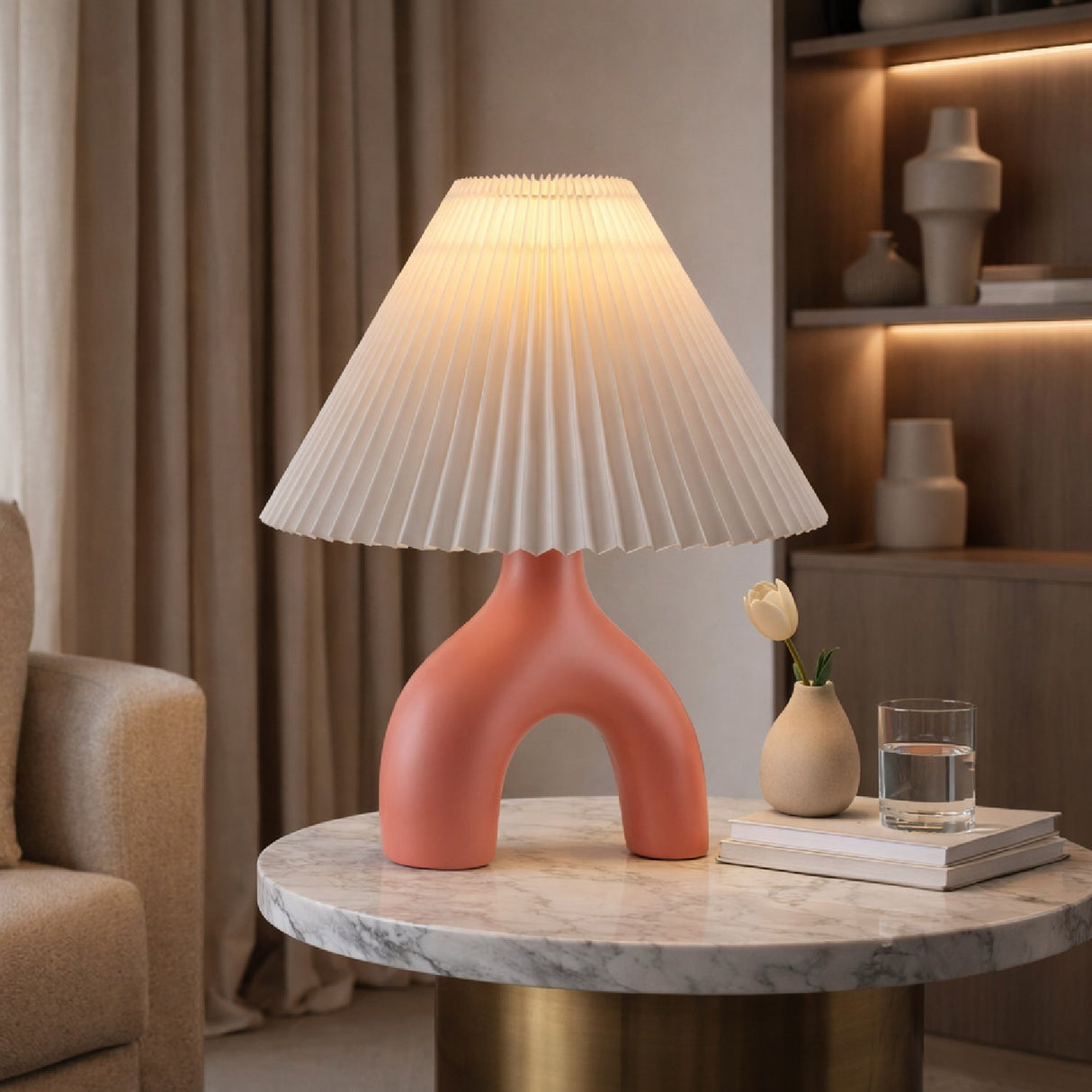 Modern European furniture - Ceramic White Linen Table Lamp - www.oroa.com