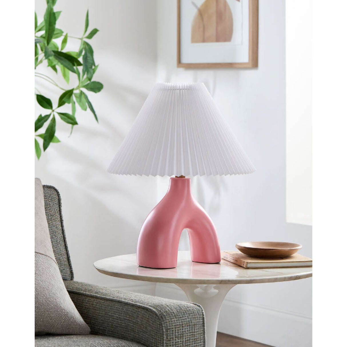 Modern European furniture - Ceramic White Linen Table Lamp - www.oroa.com