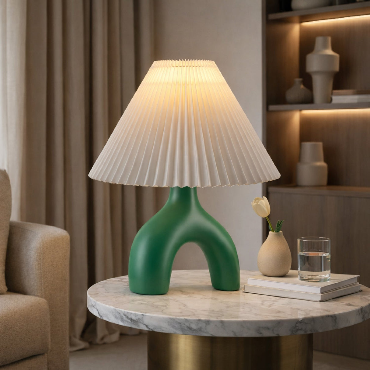 Modern European furniture - Ceramic White Linen Table Lamp - www.oroa.com