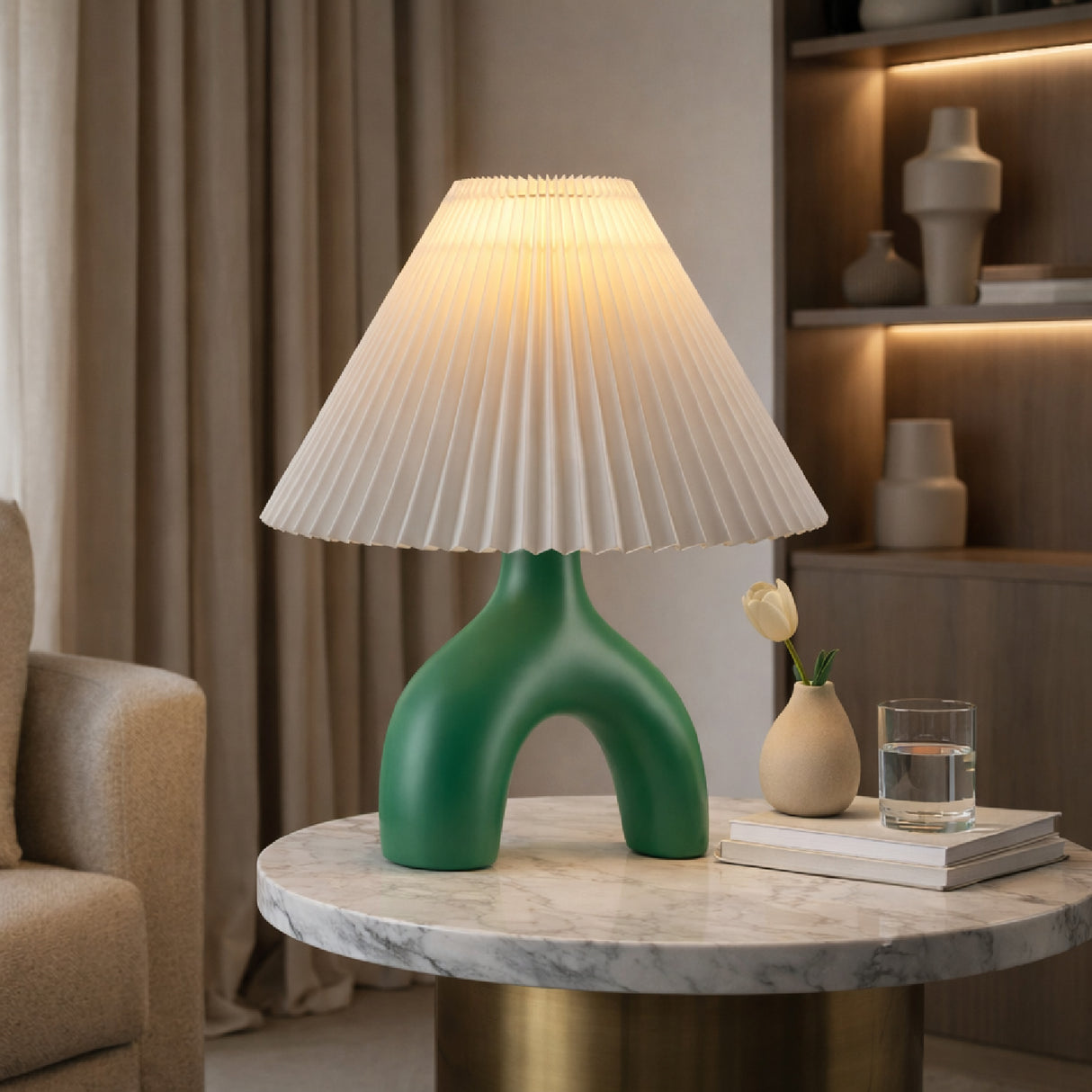 Modern European furniture - Ceramic White Linen Table Lamp - www.oroa.com