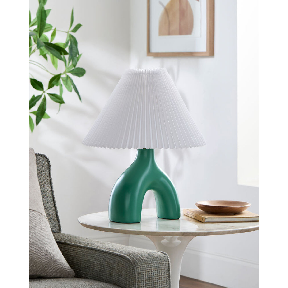 Modern European furniture - Ceramic White Linen Table Lamp - www.oroa.com