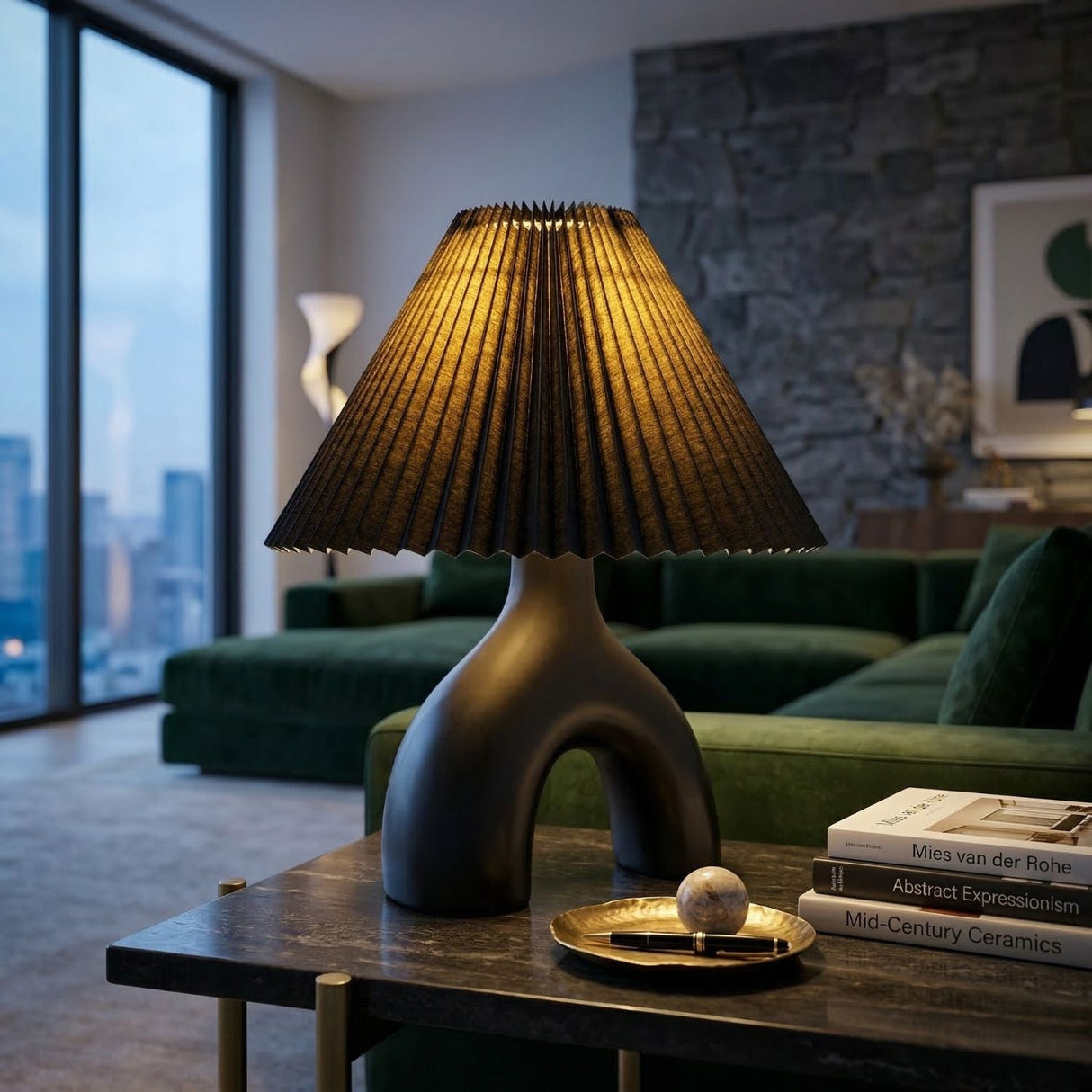 Modern European furniture - Ceramic Cream Linen Table Lamp - www.oroa.com