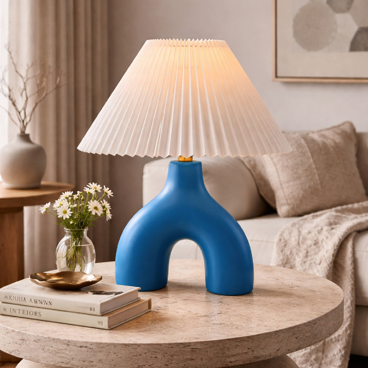 Ceramic White Linen Table Lamp | Oroa.com