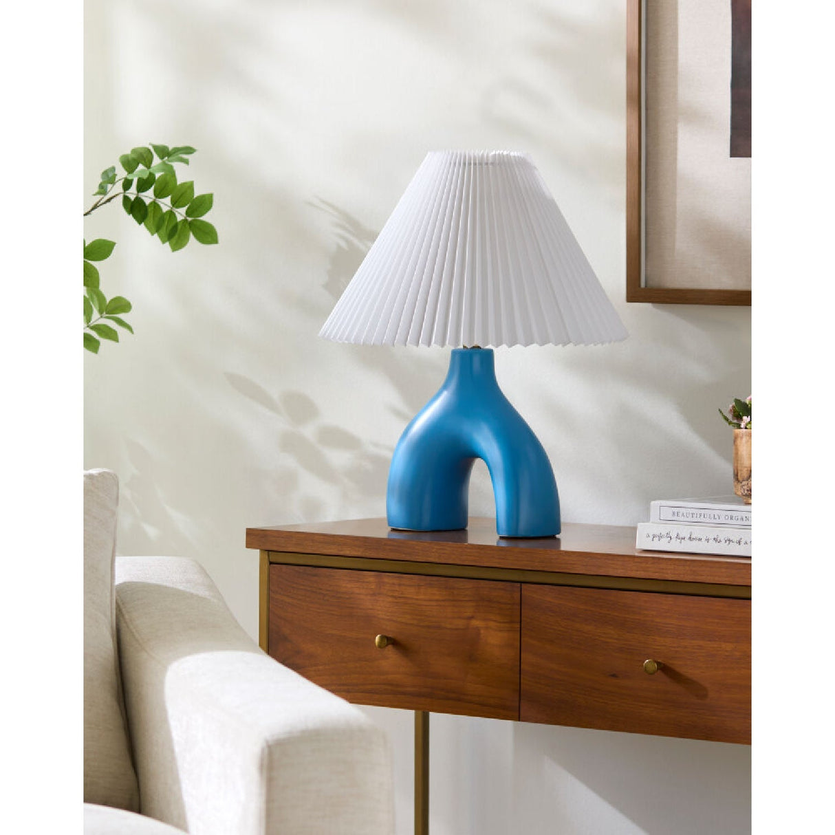 Modern European furniture - Ceramic White Linen Table Lamp - www.oroa.com