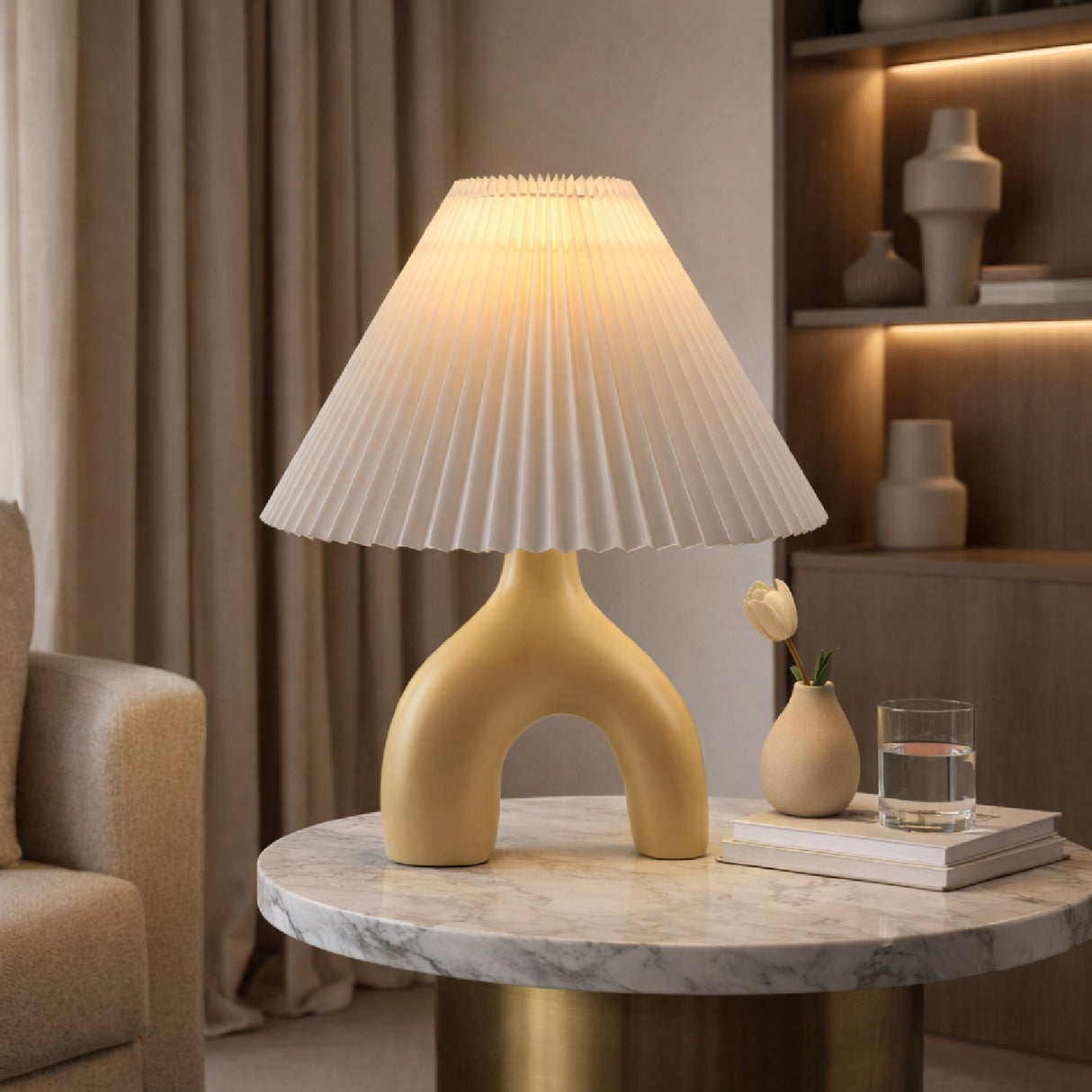 Modern European furniture - Ceramic White Linen Table Lamp - www.oroa.com