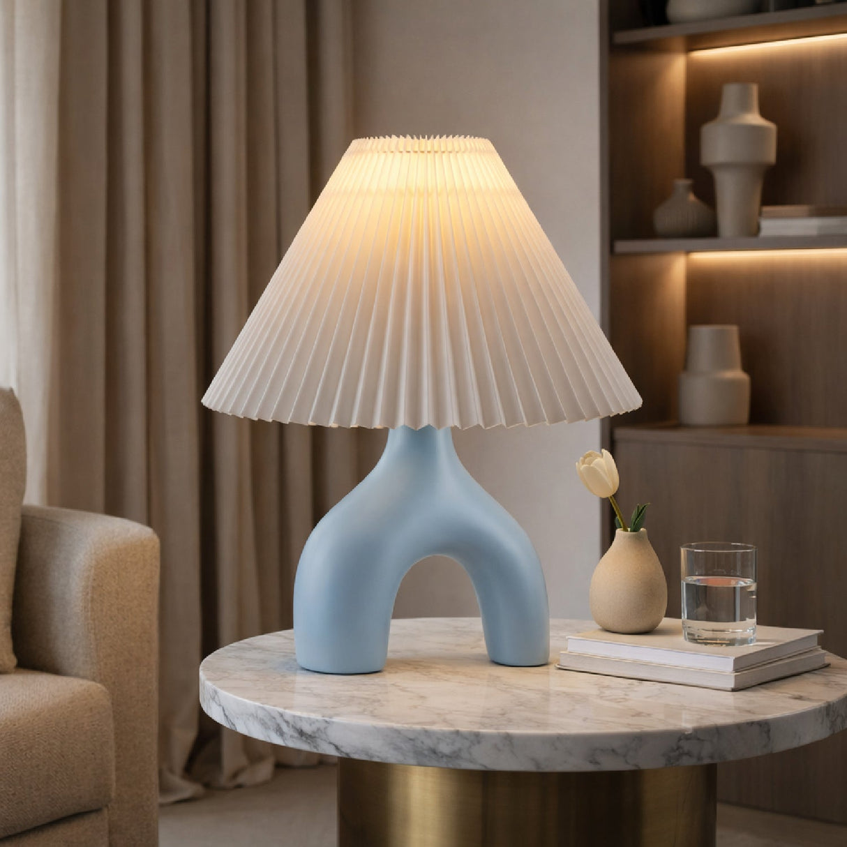 Modern European furniture - Ceramic White Linen Table Lamp - www.oroa.com