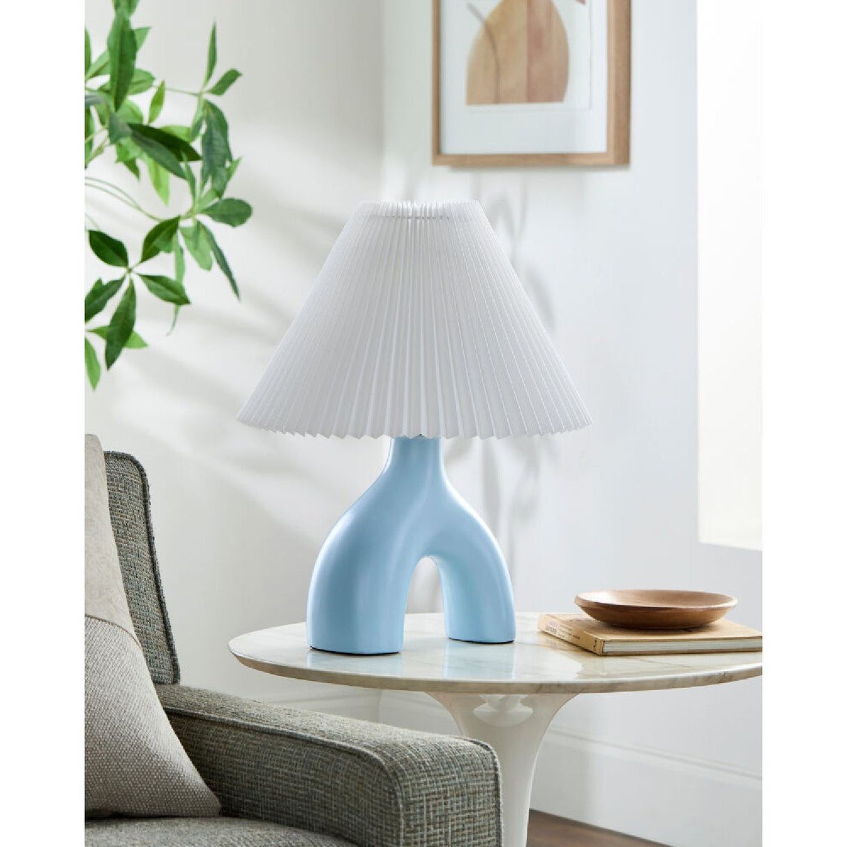 Modern European furniture - Ceramic White Linen Table Lamp - www.oroa.com