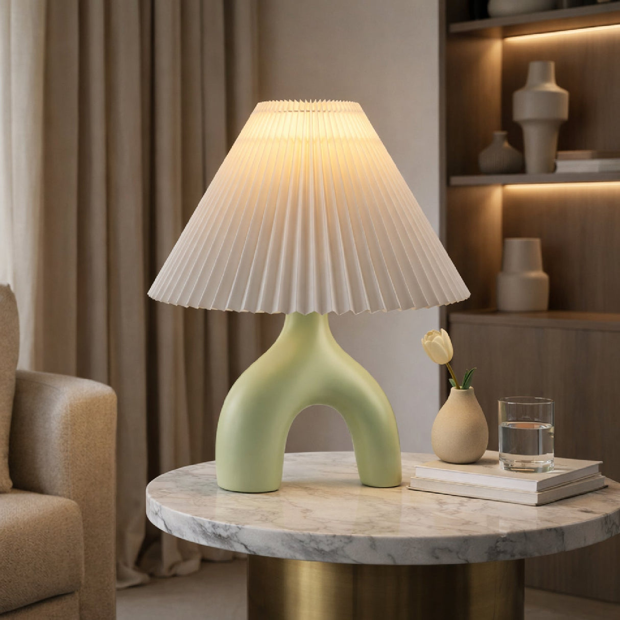 Modern European furniture - Ceramic White Linen Table Lamp - www.oroa.com