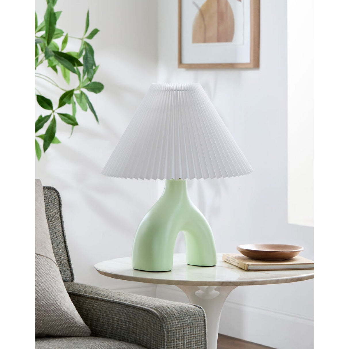 Modern European furniture - Ceramic White Linen Table Lamp - www.oroa.com