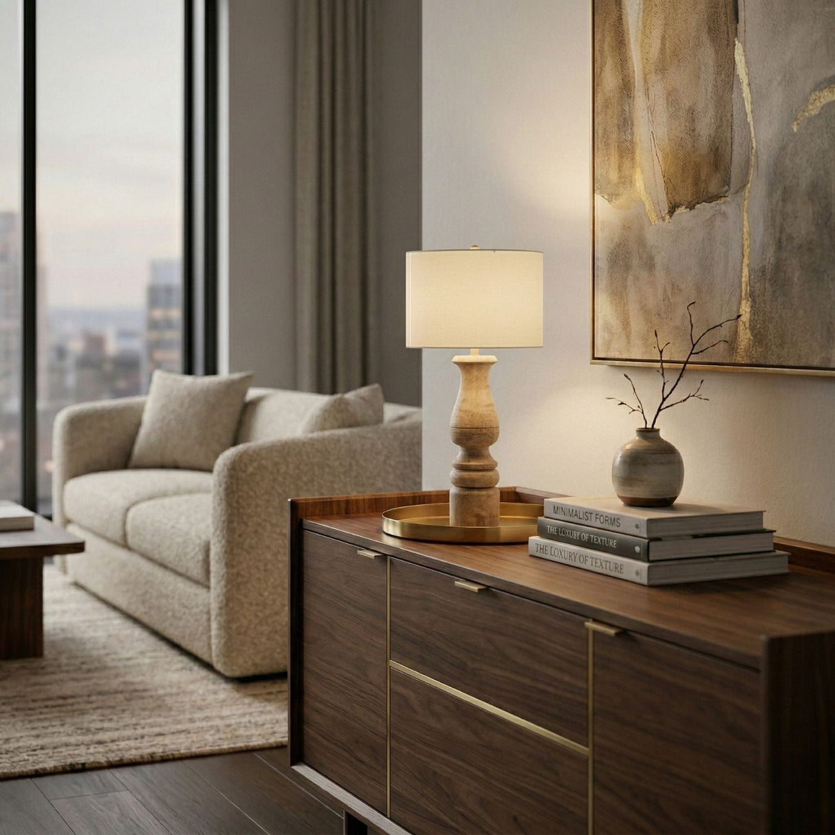 Modern European furniture - White Linen Accent Table Lamp - www.oroa.com