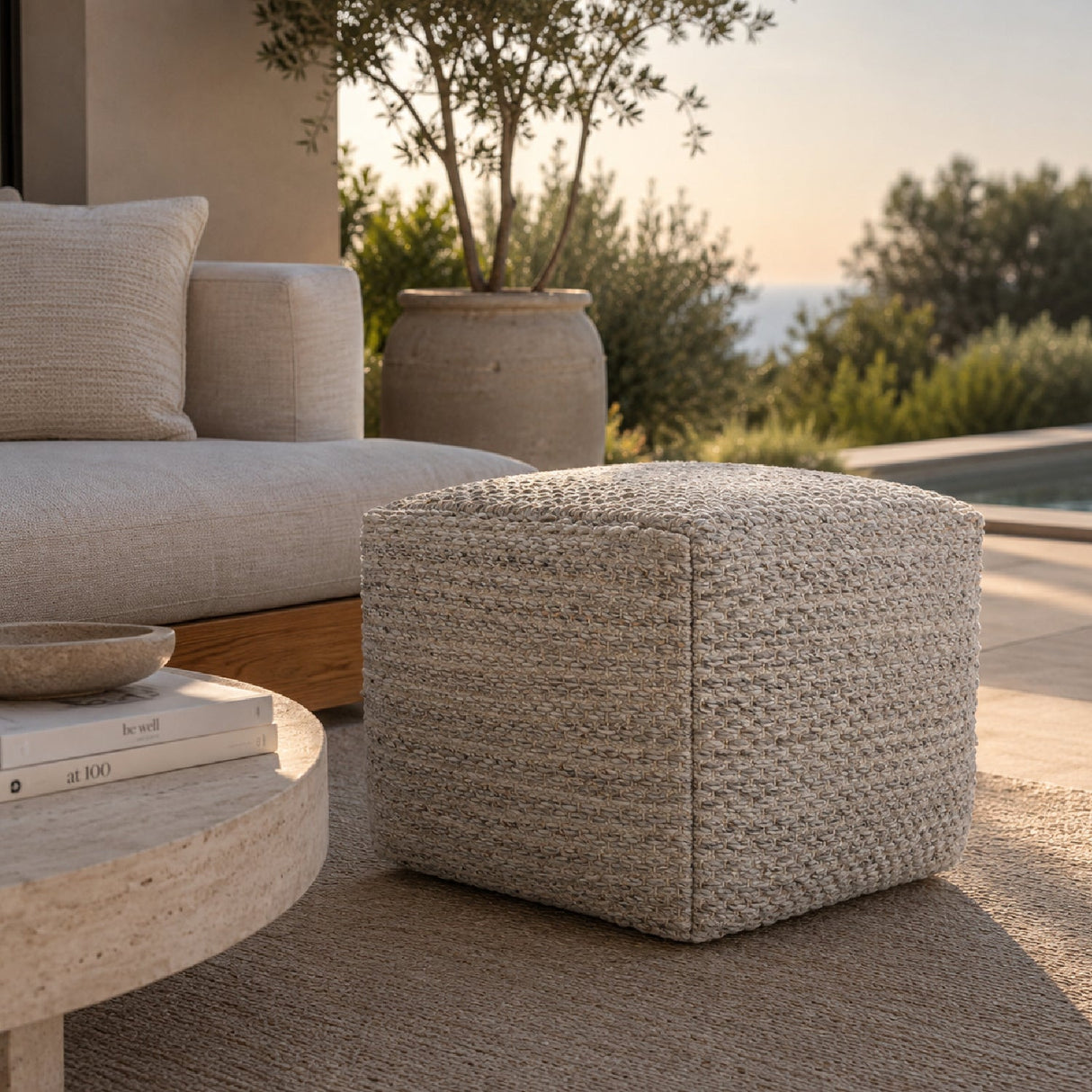 Modern European furniture - Woven Cube Outdoor Pouf - www.oroa.com