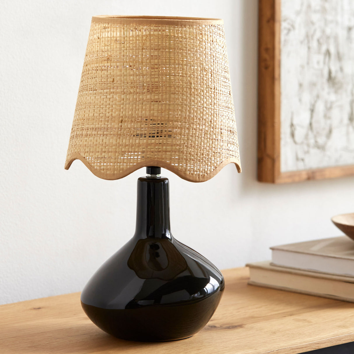 Modern European furniture - Wavy Rattan Accent Table Lamp - www.oroa.com
