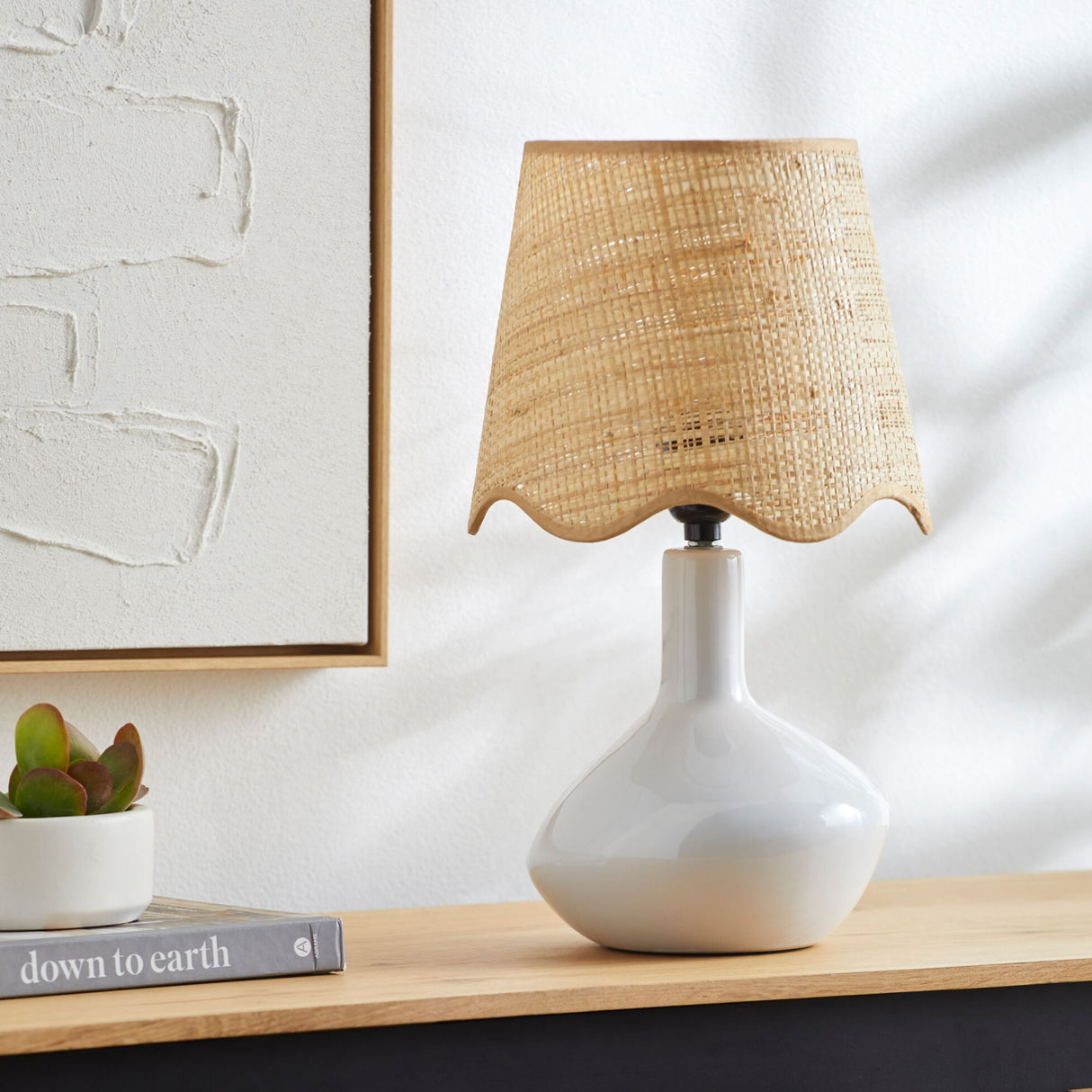 Modern European furniture - Wavy Rattan Accent Table Lamp - www.oroa.com