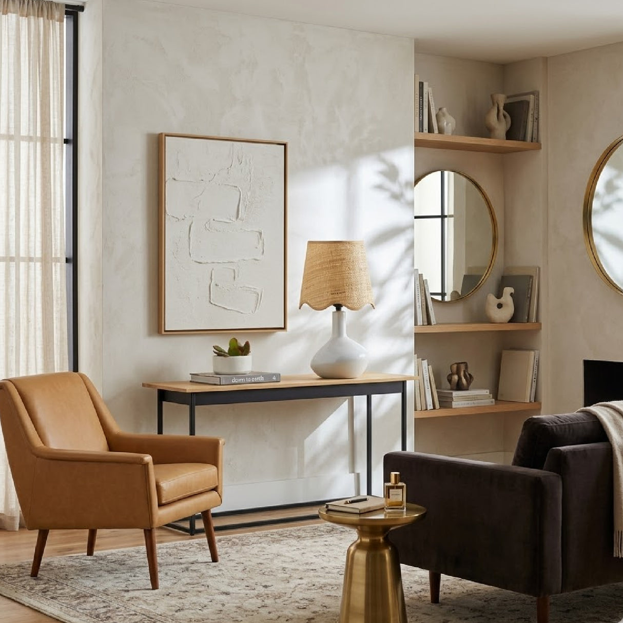 Modern European furniture - Wavy Rattan Accent Table Lamp - www.oroa.com
