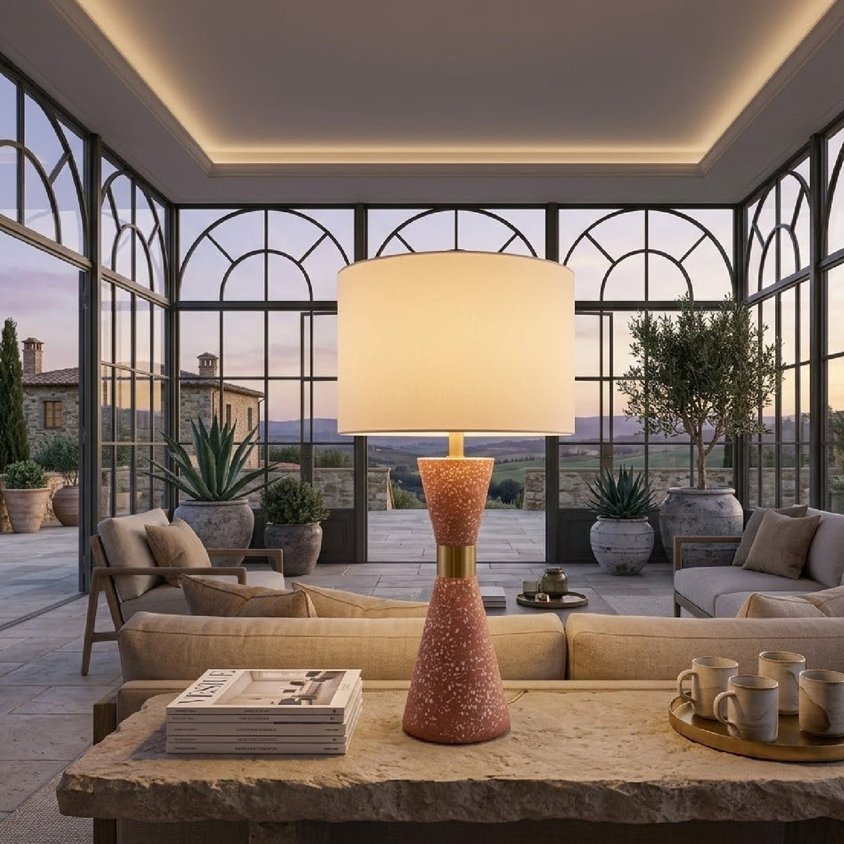 Modern European furniture - Terrazzo Red Accent Table Lamp - www.oroa.com
