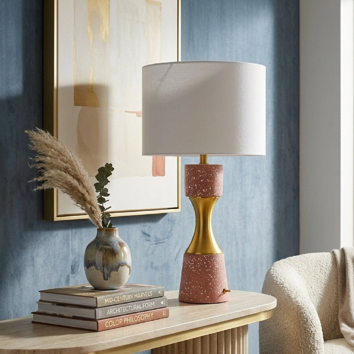 Modern European furniture - Terrazzo Finish Hourglass Table - www.oroa.comLamp