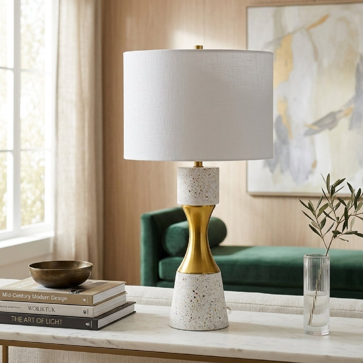 Modern European furniture - Terrazzo Finish Hourglass Table - www.oroa.comLamp