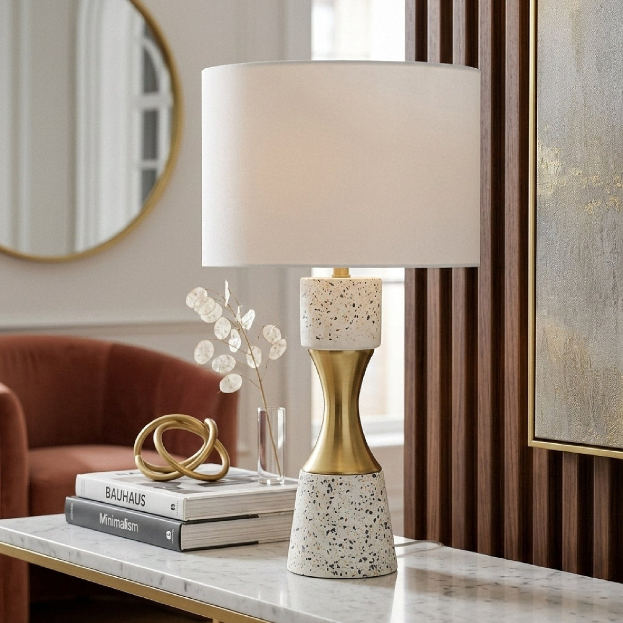 Modern European furniture - Terrazzo Finish Hourglass Table - www.oroa.comLamp