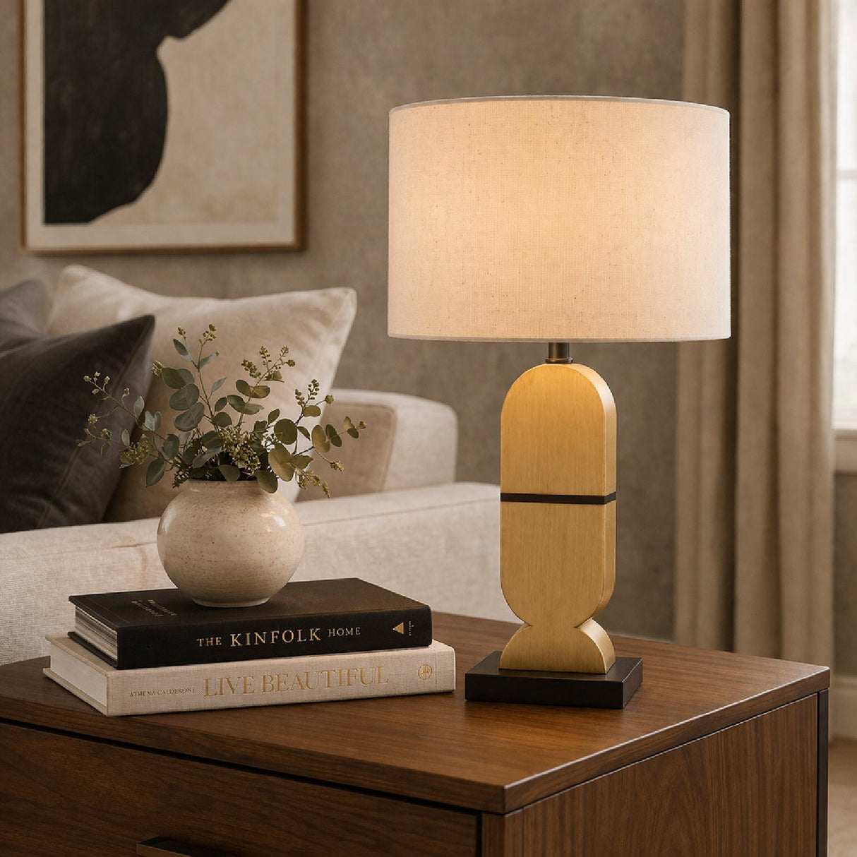 Modern European furniture - Brown Geometrical Base Table Lamp - www.oroa.com