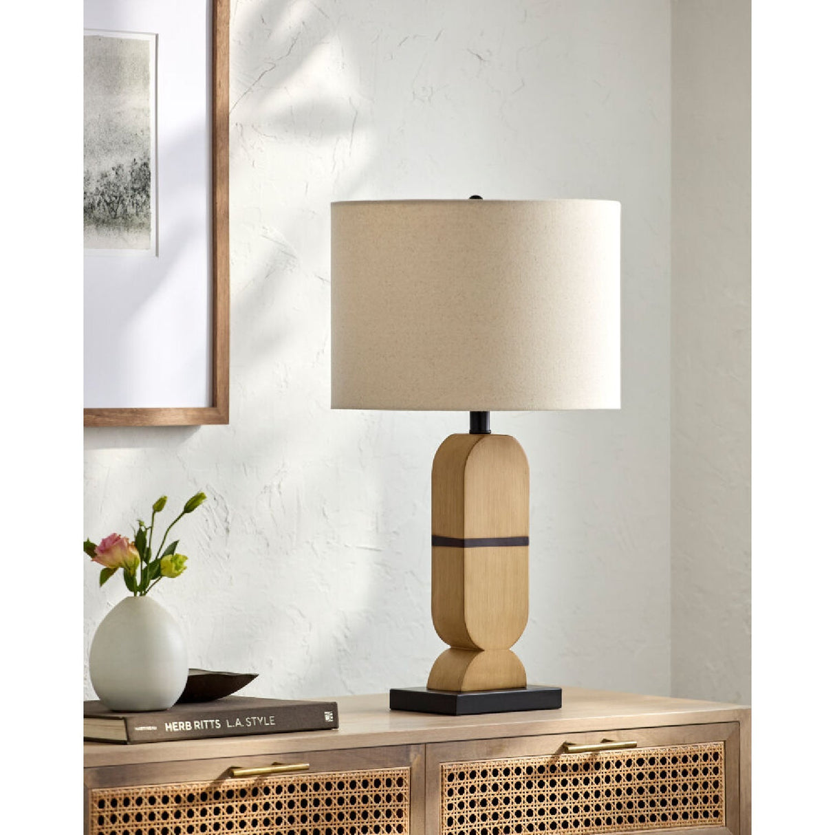 Modern European furniture - Brown Geometrical Base Table Lamp - www.oroa.com