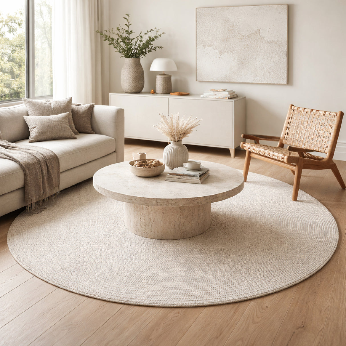 Modern furniture - Hand-Woven Minimalist Round Carpet - www.oroa.com