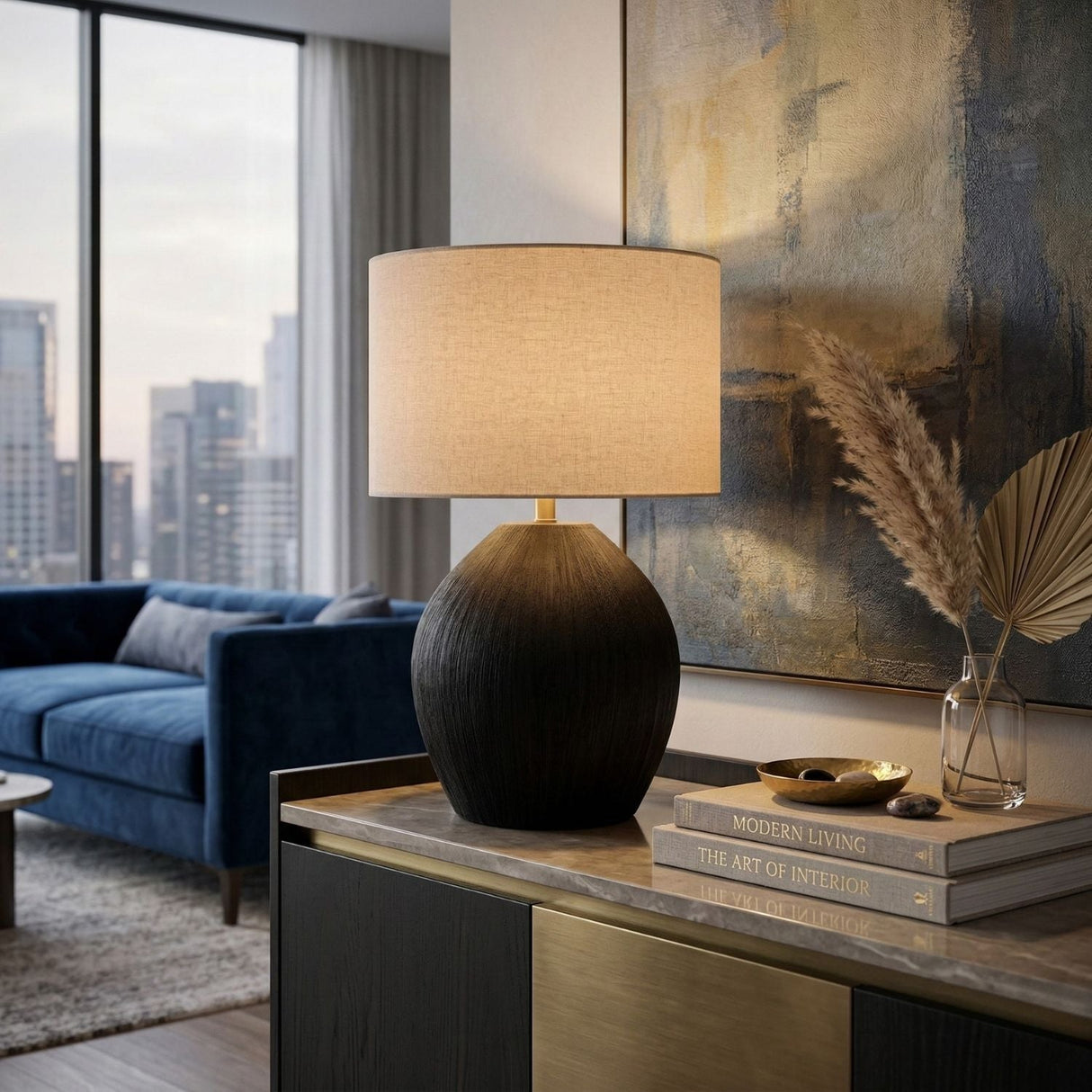 Modern European furniture - Black Ceramic Accent Table Lamp - www.oroa.com