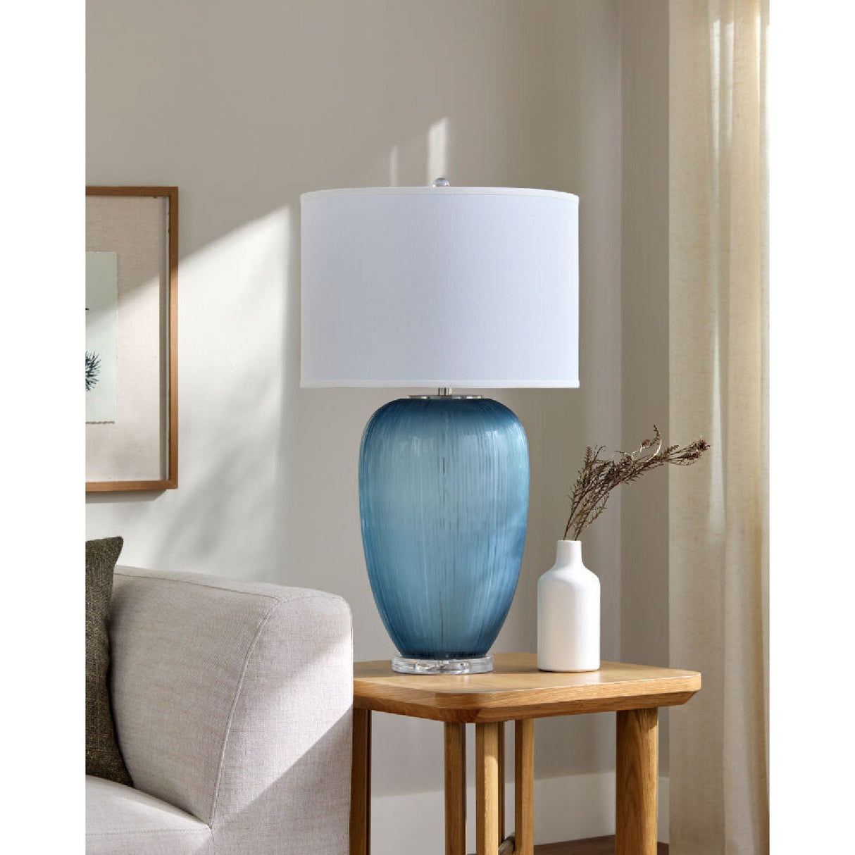 Modern European furniture - Blue Glass Accent Table Lamp - www.oroa.com