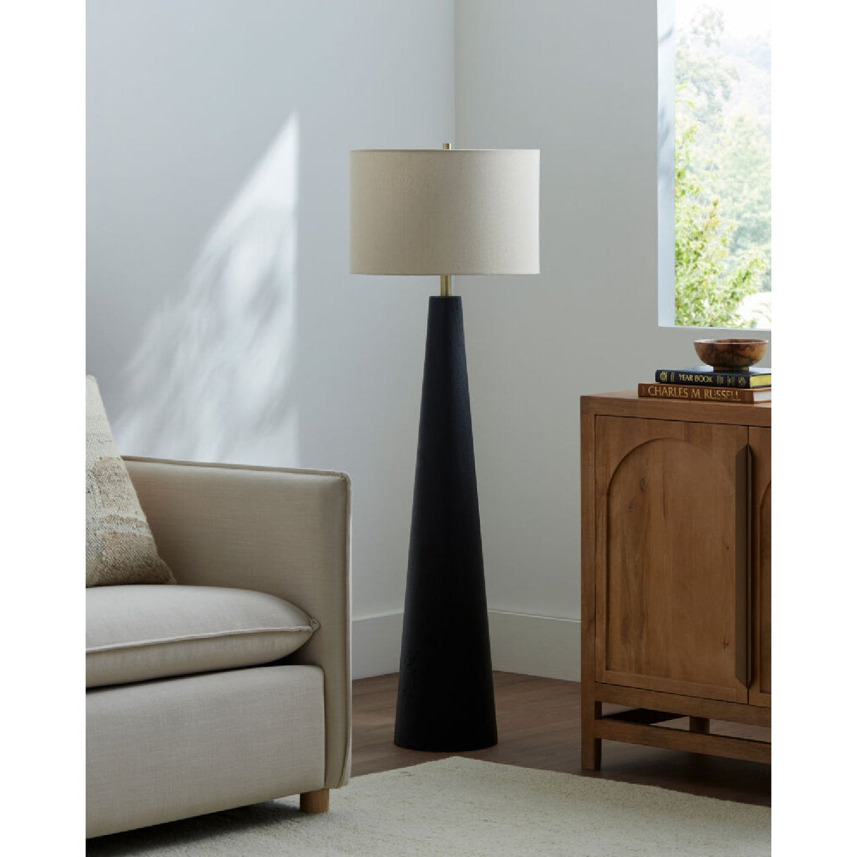 Modern European furniture - Flared Wooden Accent Floor Lamp - www.oroa.com