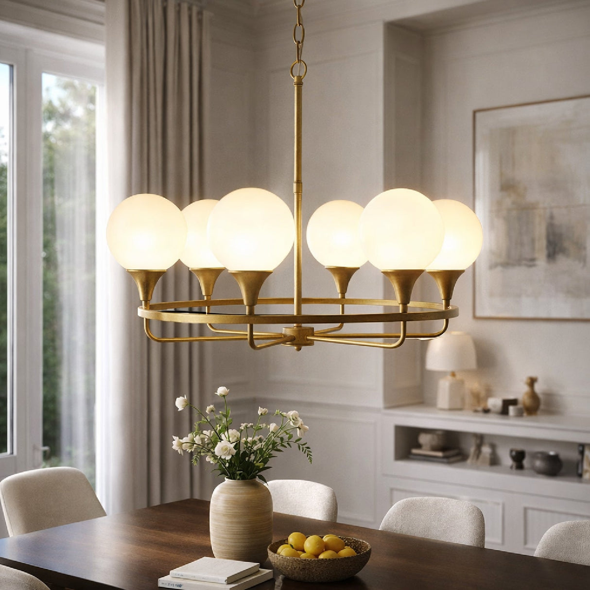 Modern European furniture - 6-Light White Glass Chandelier - www.oroa.com