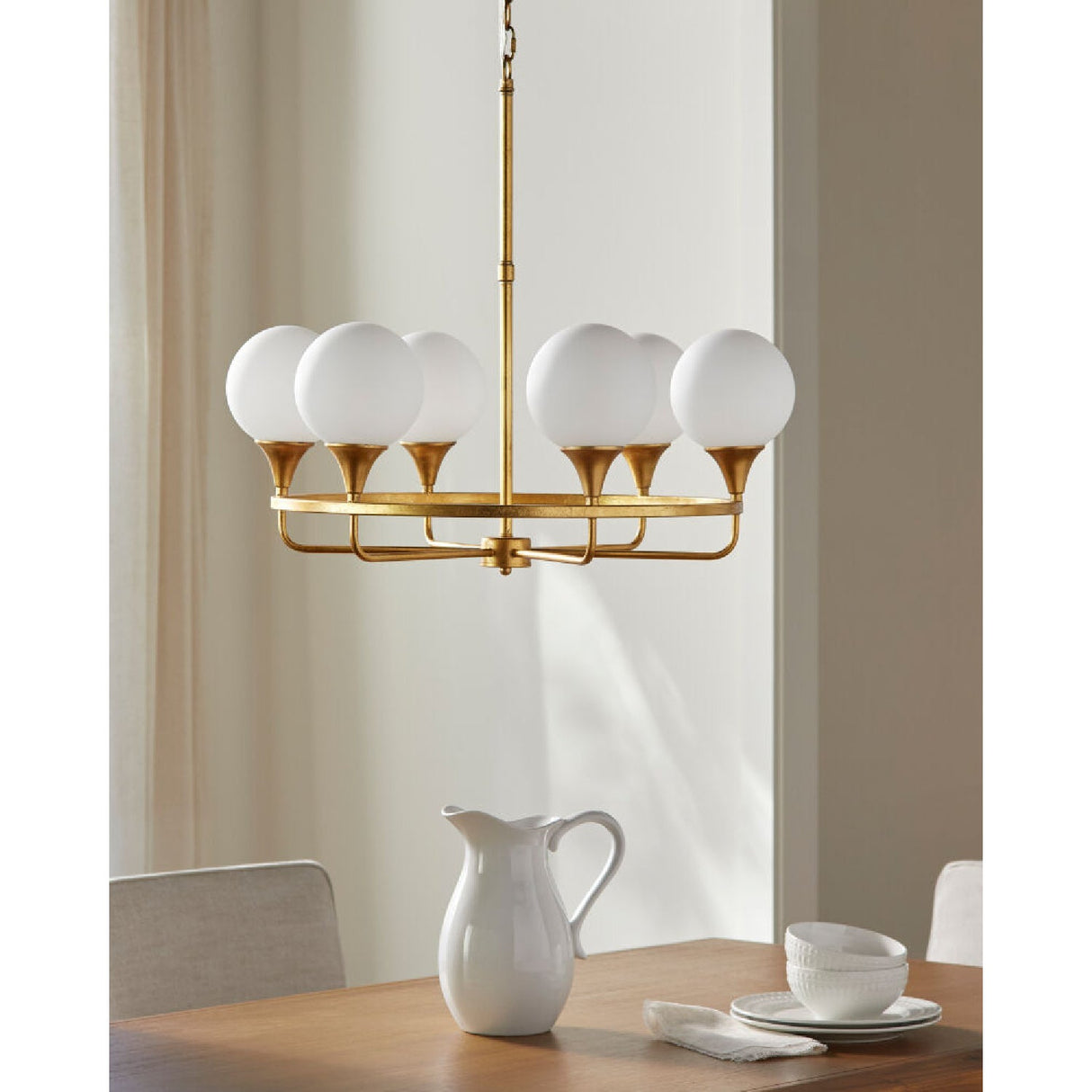 Modern European furniture - 6-Light White Glass Chandelier - www.oroa.com