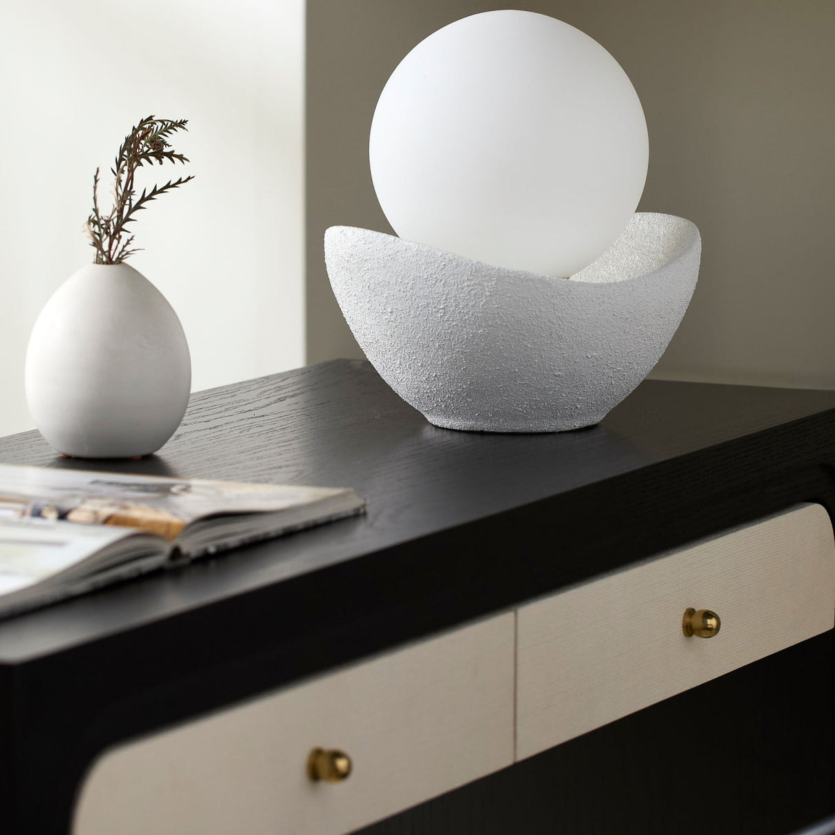 Modern European furniture - Cement Bowl Accent Table Lamp - www.oroa.com