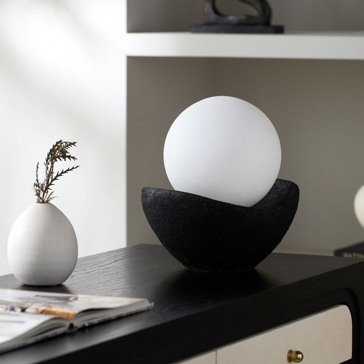 Modern European furniture - Cement Bowl Accent Table Lamp - www.oroa.com