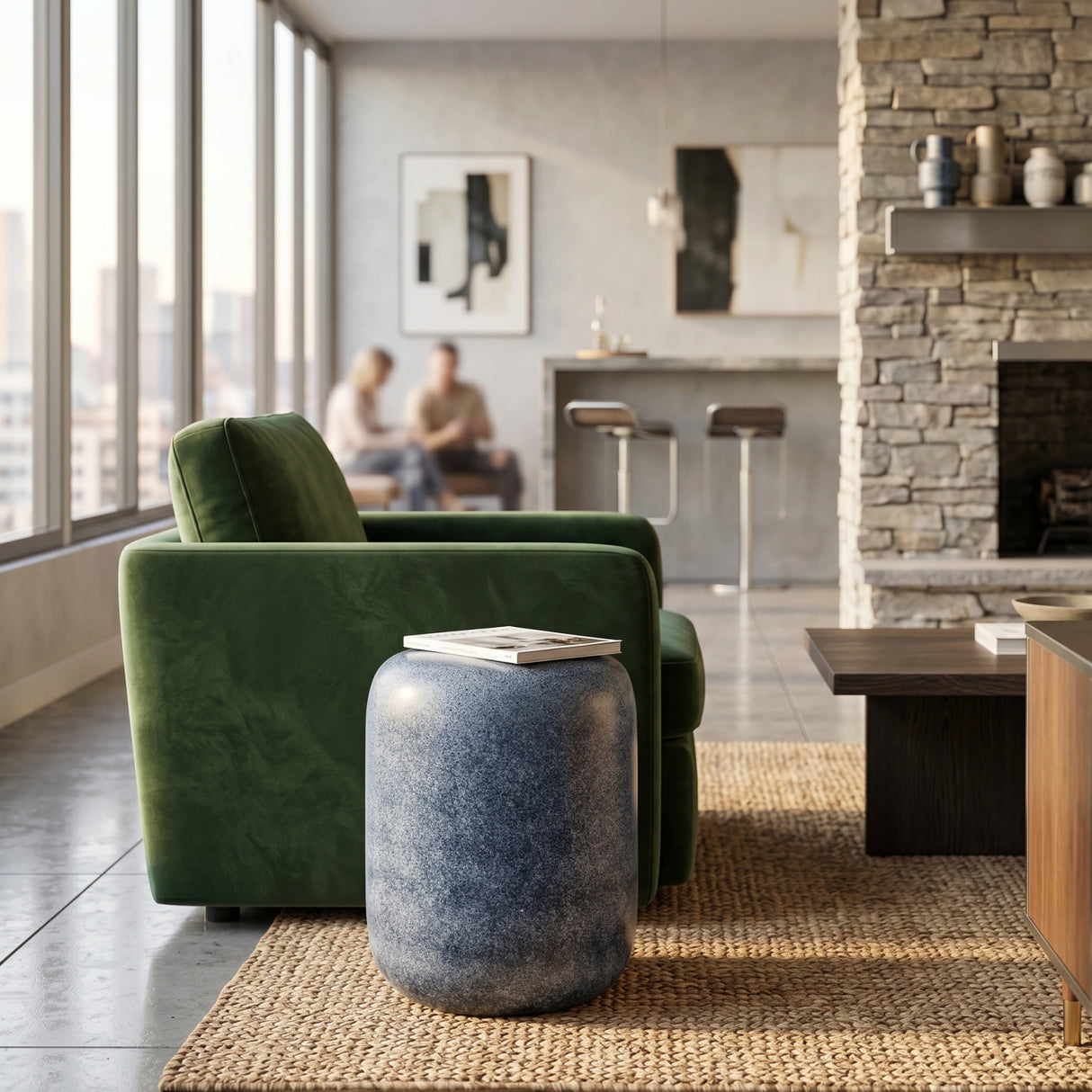 Modern European furniture - Cylindrical Glazed Ceramic Garden Stool - www.oroa.com